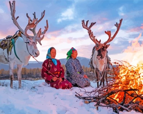 Reindeer Ladies Paint By Numbers