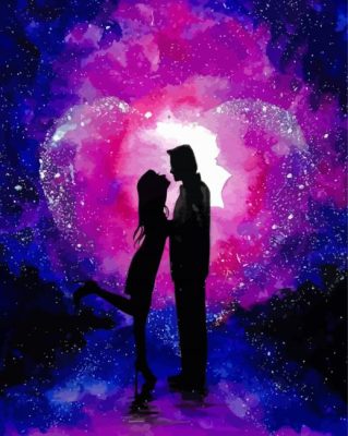 Romantic Couple Purple Silhouette Paint By Numbers