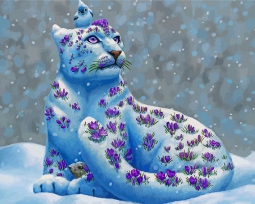 Snow Leopard Flower Paint By Numbers