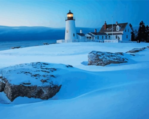 Snowy Pemaquid Paint By Numbers