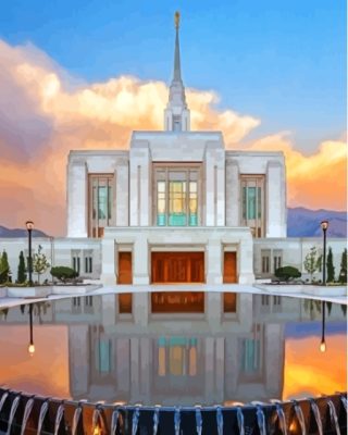 Sunset At Ogden Utah Temple Paint By Numbers