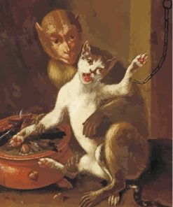 The Monkey With Mad Cat Paint By Numbers