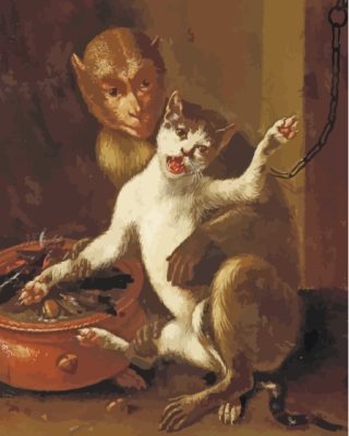 The Monkey With Mad Cat Paint By Numbers