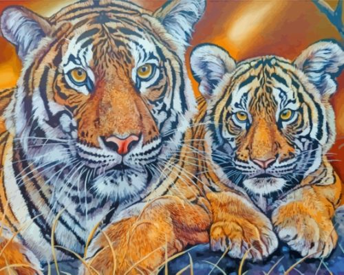 Tiger And Cub Animals Paint By Numbers