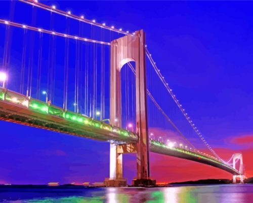 Verrazzano Narrows Bridge Sunset Time Paint By Numbers