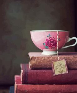 Vintage Books With Tea Cup Paint By Numbers