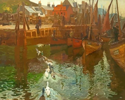 Vintage Tarbert Harbour Art Paint By Numbers