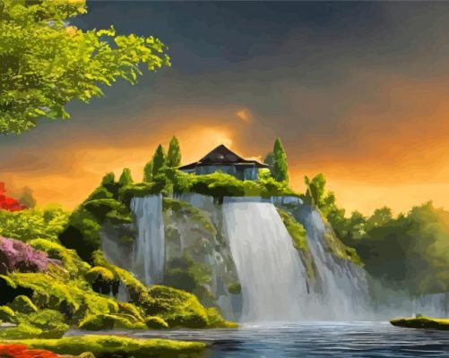 Waterfall House Paint By Numbers