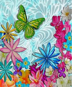 Whimsical Butterfly And Flowers Paint By Numbers