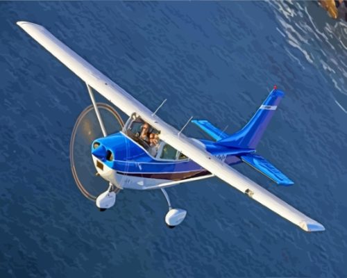 White And Blue Cessna 182 Plane Paint By Numbers