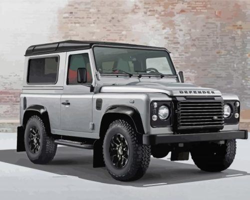 White Land Rover Defender Car Paint By Numbers