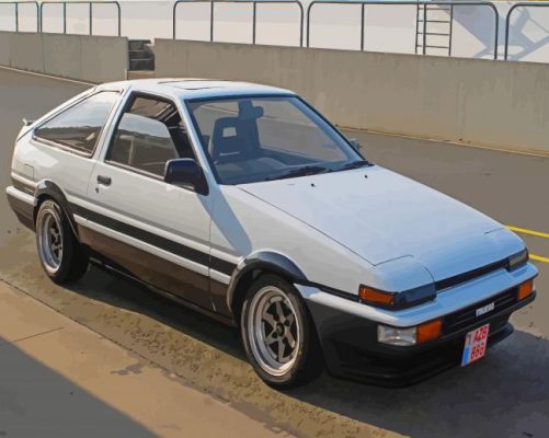 White Toyota AE86 Trueno Car Paint By Numbers