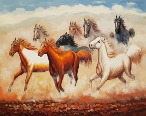 Wild Eight Horses Running Paint By Numbers