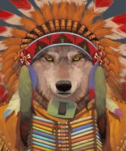 Wolf And Feather Headdress Paint By Numbers