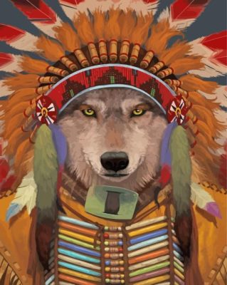 Wolf And Feather Headdress Paint By Numbers