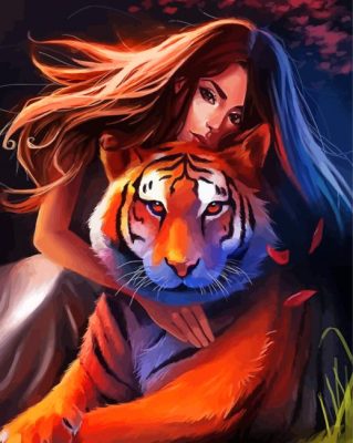 Woman With Tiger Art Paint By Numbers