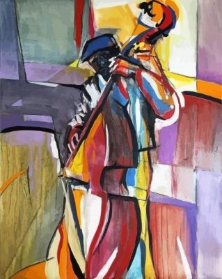 Abstract Double Bass Player Paint By Numbers