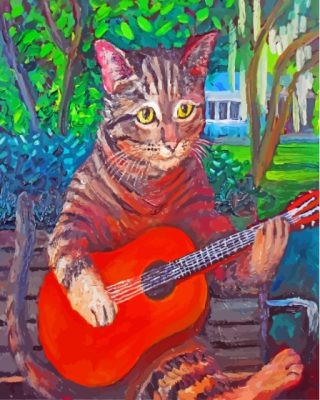 Abstract Guitar And Cat Paint By Numbers