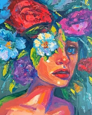 Abstract Flower Woman Face Paint By Numbers