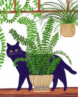 Aesthetic Cat And Plant Paint By Numbers