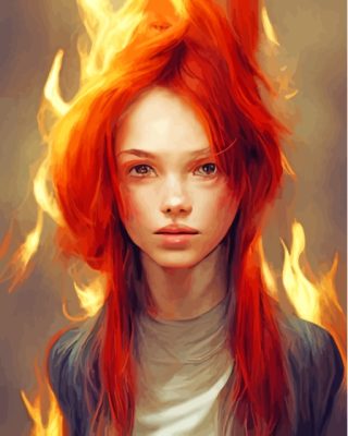 Aesthetic Girl On Fire Paint By Numbers