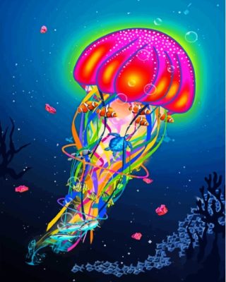 Aesthetic Neon Jellyfish Paint By Numbers