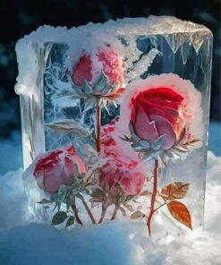 Aesthetic Pink Frozen Roses Paint By Numbers