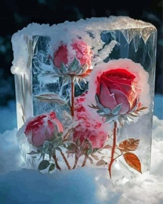 Aesthetic Pink Frozen Roses Paint By Numbers