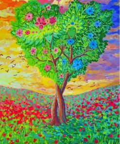 Aesthetic Tree Flowers Heart Paint By Numbers
