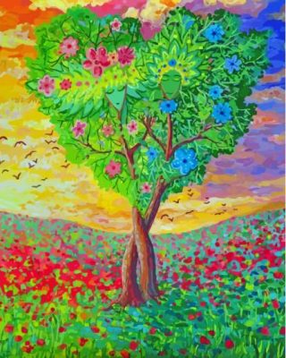 Aesthetic Tree Flowers Heart Paint By Numbers