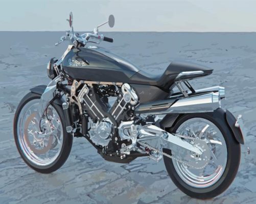 Black Brough Superior Motorcycle Paint By Numbers