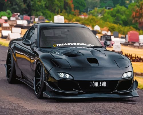 Black Mazda RX 7 Paint By Numbers