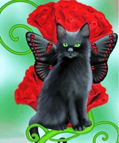 Black Butterfly Cat Paint By Numbers