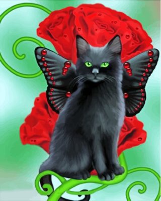 Black Butterfly Cat Paint By Numbers