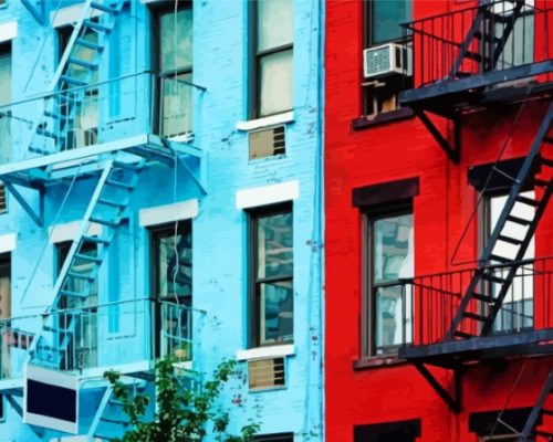 Blue Fire Escape Paint By Numbers