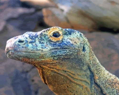 Blue Komodo Dragon Paint By Numbers