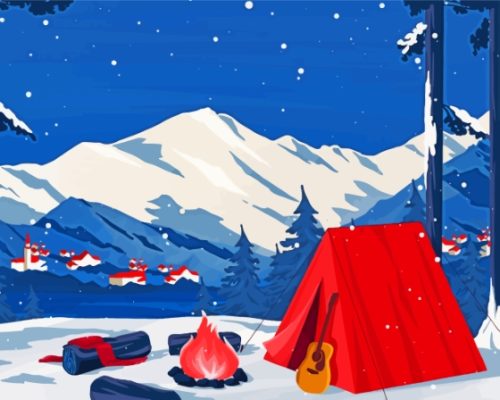 Camping In Snow Paint By Numbers