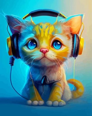 Cat Listening To Music Paint By Numbers