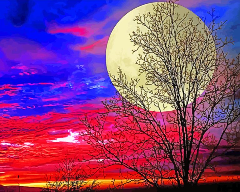 Colorful Sky And Night Moon Paint By Numbers