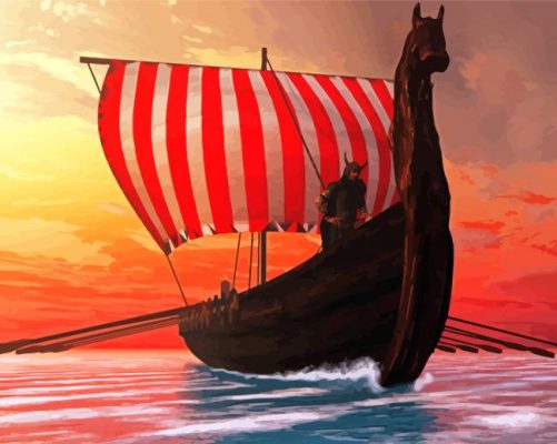 Cool Viking Ship Paint By Numbers