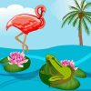 Flamingo And Frog Paint By Numbers
