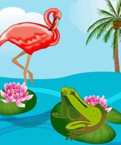 Flamingo And Frog Paint By Numbers