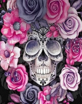 Floral Skull Art Paint By Numbers