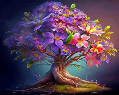 Floral Tree Paint By Numbers