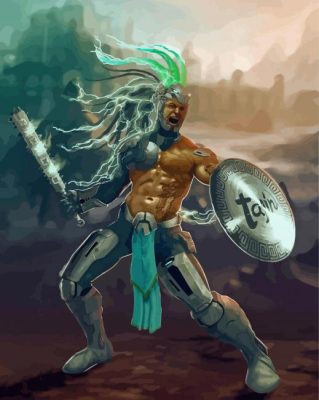 Futuristic Mayan Warrior Paint By Numbers