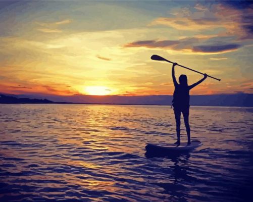 Girl Enjoying Paddle Boarding Paint By Numbers