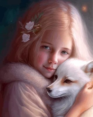 Girl And White Fox Paint By Numbers