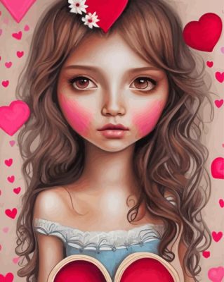 Girl With Hearts Paint By Numbers