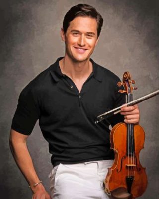 Handsome Man Posing Violin Paint By Numbers