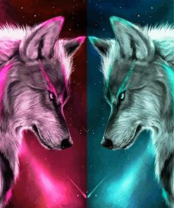 Ice Fire Wolves Paint By Numbers